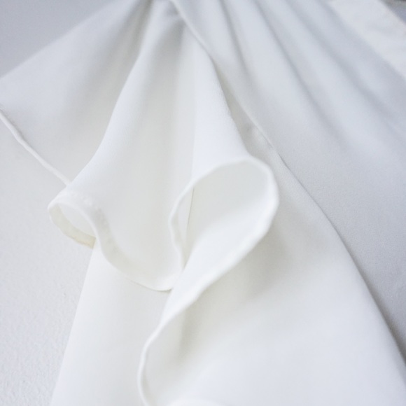 White Flutter Sleeve Button Down Blouse - Picture 4 of 6